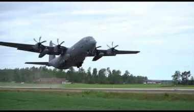 Norwegian C-130J Super Hercules Lands on public road in Sweden. First ti...