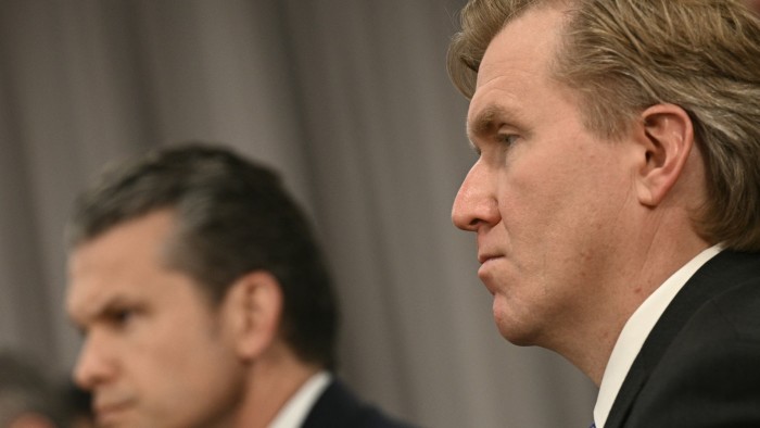 US secretary of defence Pete Hegseth, left, and Elbridge Colby, under-secretary of defence for policy