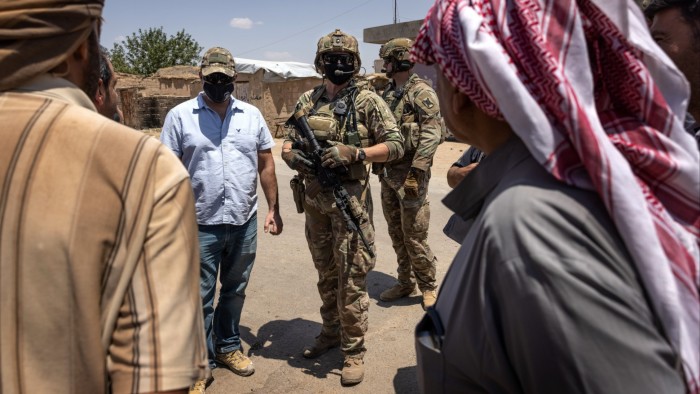 US army soldiers on patrol near the Turkish border in northeastern Syria in 2021