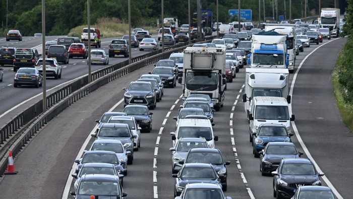 A Friday rush-hour traffic jam on the M25 London orbital motorway