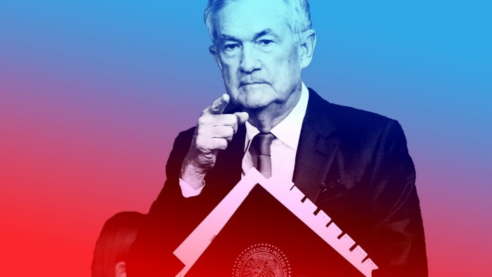 A montage of Federal Reserve chair Jay Powell
