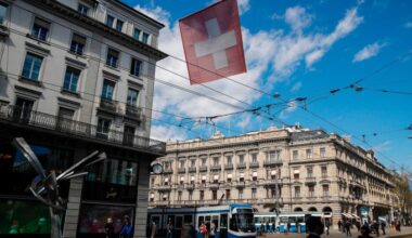 Credit Suisse logo on a building in 2021.