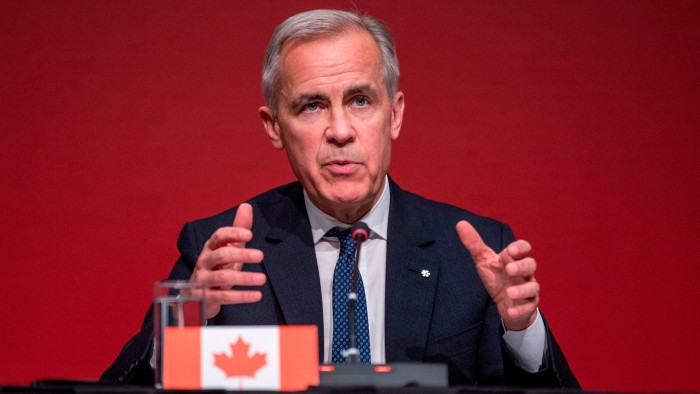 Canada’s Prime Minister Mark Carney speaks to media following the First Minister’s Meeting in Saskatoon, Saskatchewan on June 2 2025