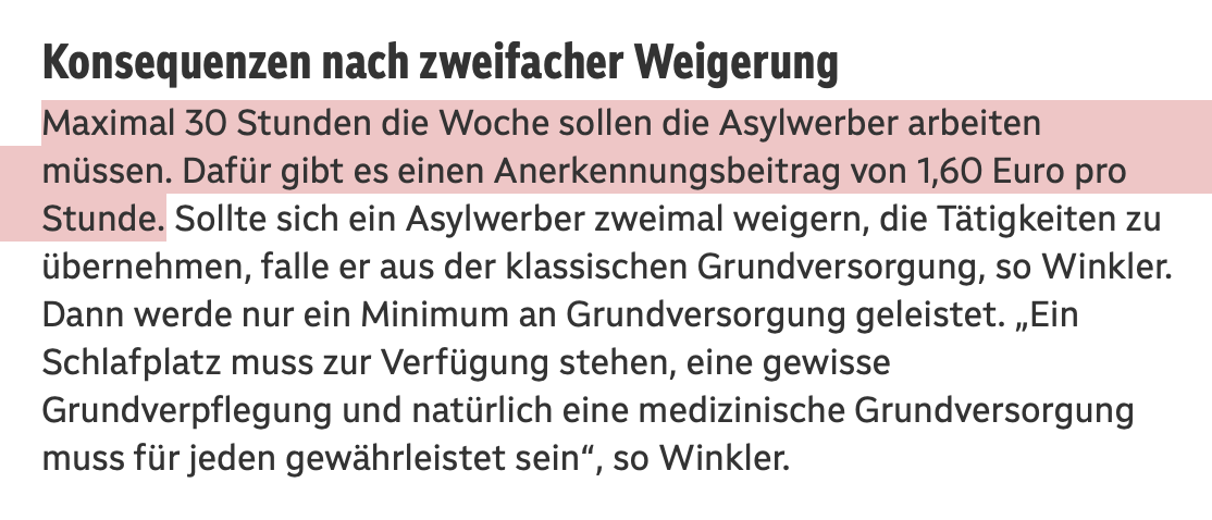 Arbeitspflicht für Asylwerber im Burgenland: 10 Stunden pro Woche fände ich ja fair aber 30h arbeiten für 1,60/h ist halt schon Sklaverei