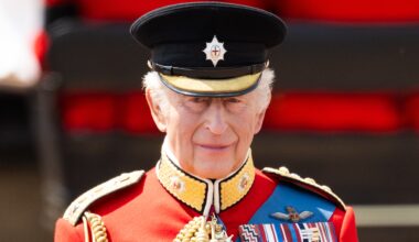 King Charles III wears uniform during Trooping The Colour 2025 on June 14, 2025