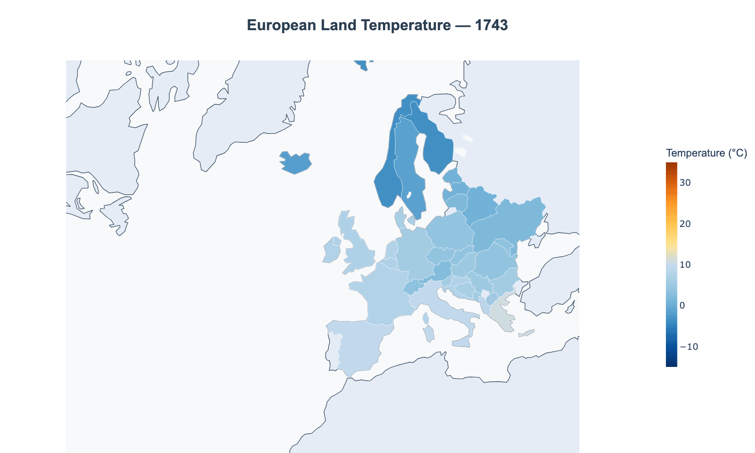 Watch Europe Heat Up: Average Temperature by Country Since 1743 [OC]