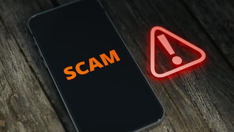 Concept of being scammed by cell phone.3d rendering