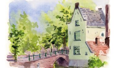 Een aquarel van het witte huisje in Amersfoort