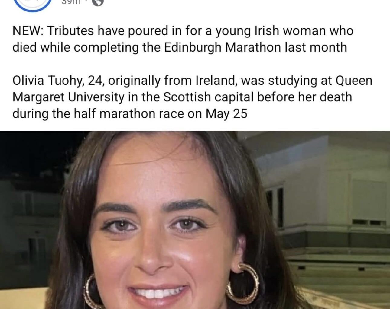 Young Irish woman died during the Edinburgh Marathon