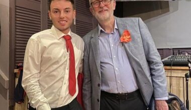 New Reform councillor Jamie McGuire on an SNP trip to Parliament in 2019 & pictured with Jeremy Corbyn as chair of Glasgow Uni Labour Club in 2021.