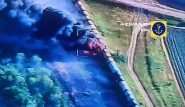 A special operation of the Main Directorate of the Ministry of Defense of Ukraine in the Zaporizhia direction," Andryushchenko reports. A Russian train with fuel tanks was hit, which was sent to supply the front. As of now, 11 tanks are already burning.