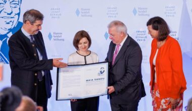Moldovan president Maia Sandu awarded Franz Josef Strauss Prize