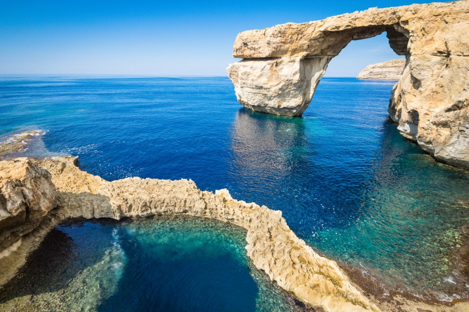 Azure Window rock formation in Gozo, Malta.