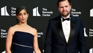 WASHINGTON, DC - JUNE 11: Usha Vance and U.S. Vice President JD Vance attend the opening night of "Les Mis√©rables" at The Kennedy Center on June 11, 2025 in Washington, DC. (Photo by Shannon Finney/Getty Images)