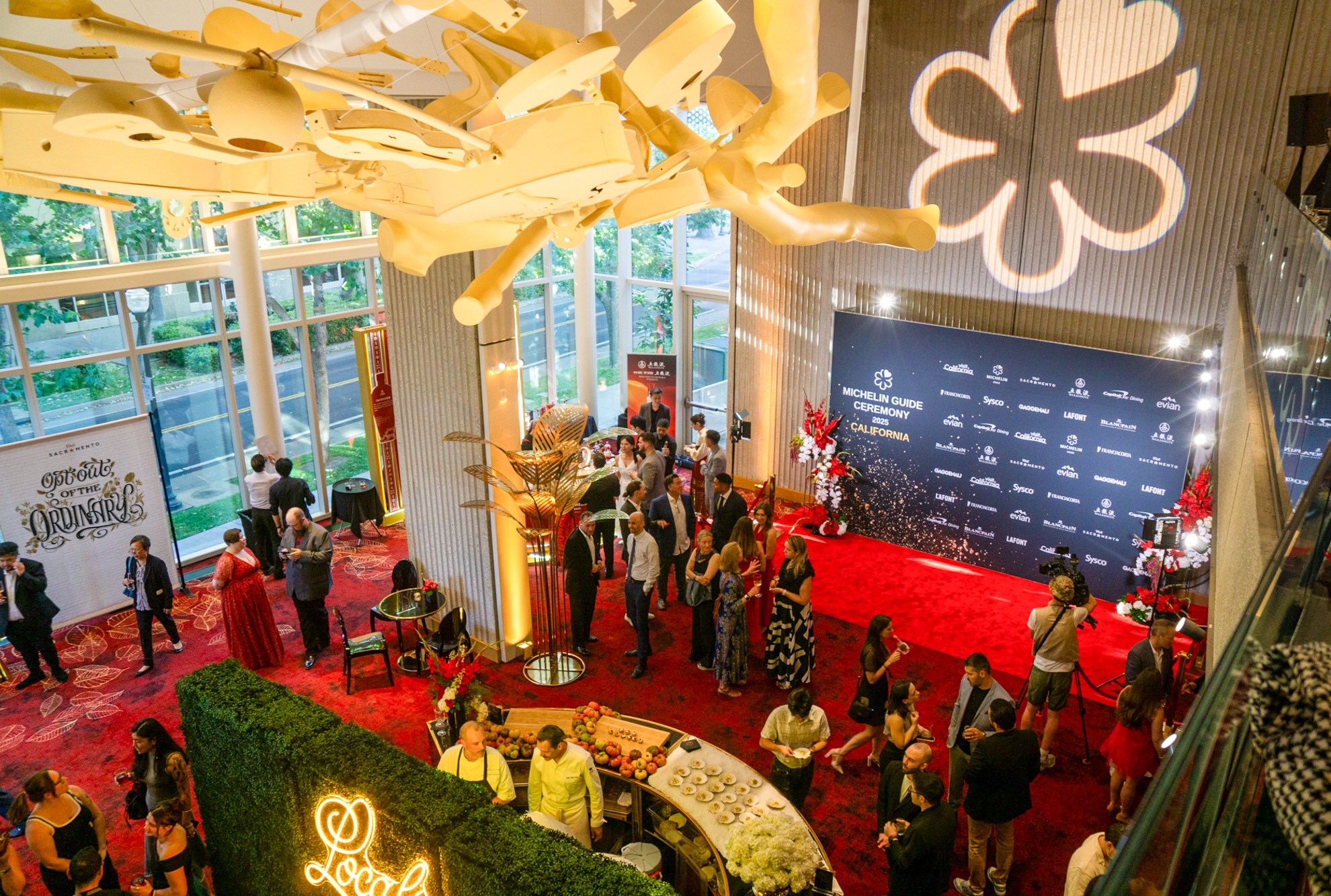 A lobby of an event for Michelin Guide California.