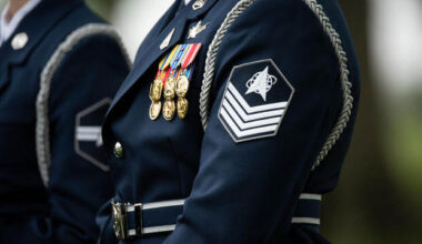 Space Force Honor Guard at a military funeral at Arlington National Cemetery