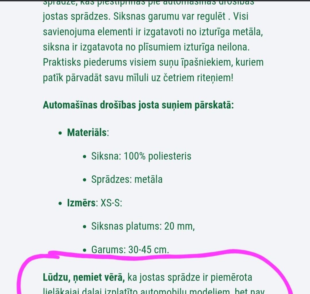 Suņa pārvadāšana VOLVO