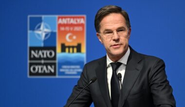 NATO Secretary General Mark Rutte answers the questions of the press following the NATO Foreign Ministers Informal Meeting at the NEST Congress Center in Belek, Antalya, Türkiye on May 15, 2025. (AA Photo)