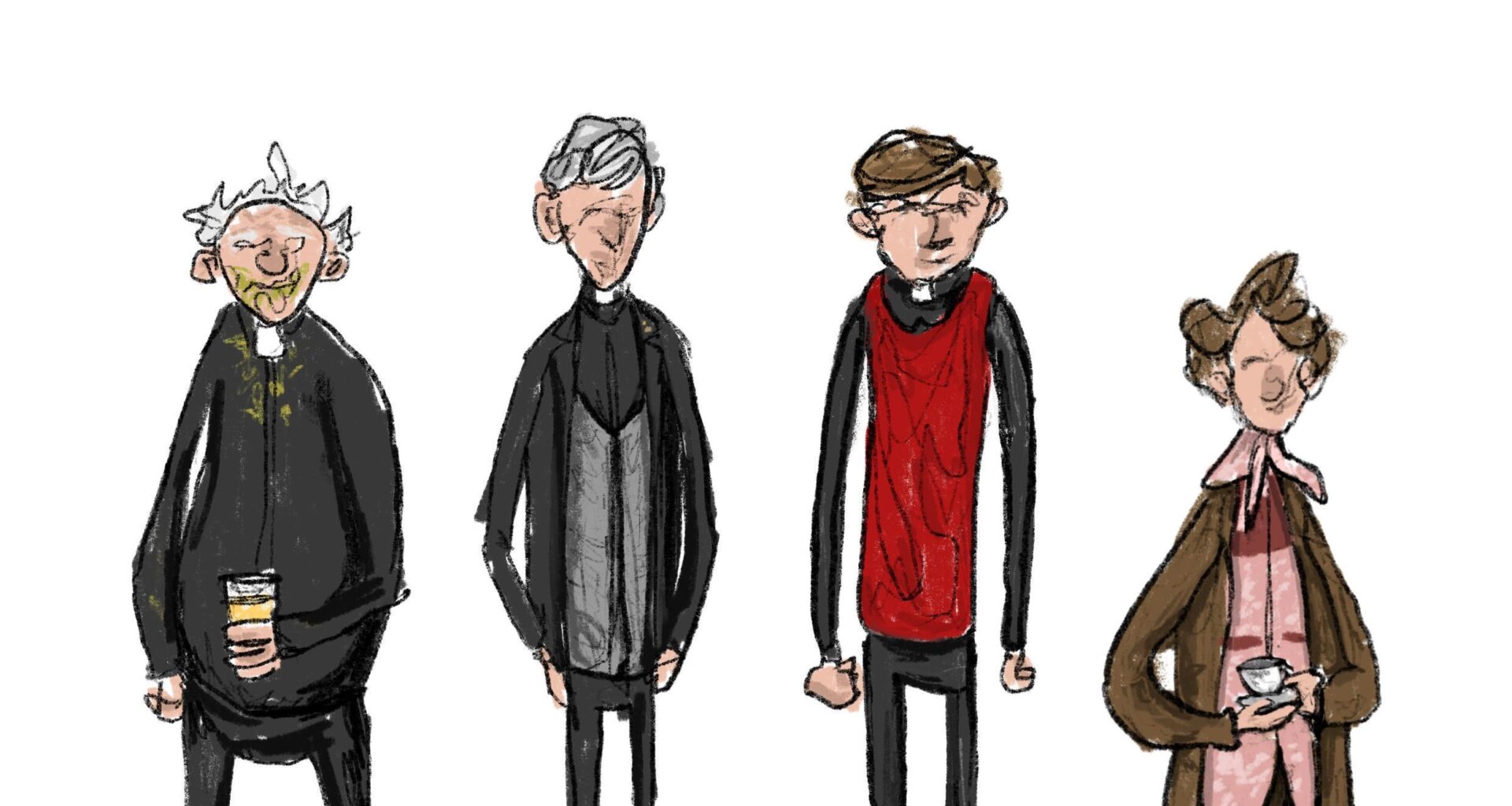 Little illustration of Father Ted and co. No crude watercolours used here.
