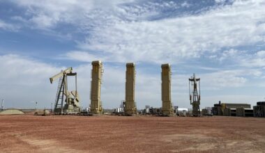 An oil well pad near Sidney, Montana