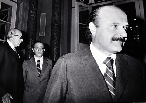 Getty Images A black and white photograph of Roberto Calvi (Credit: Getty Images)