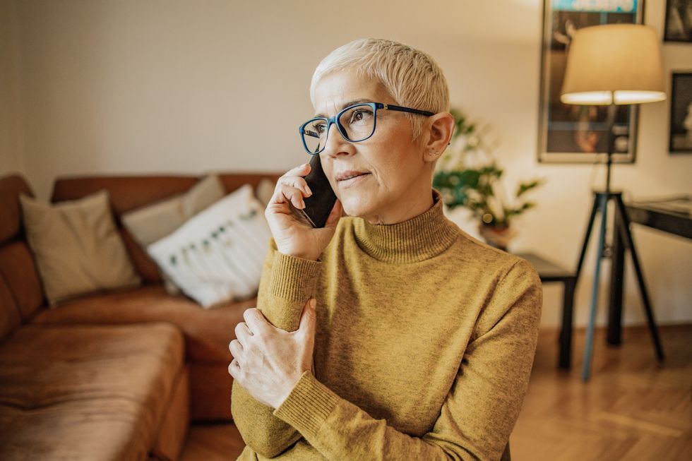 Pensioner on phone