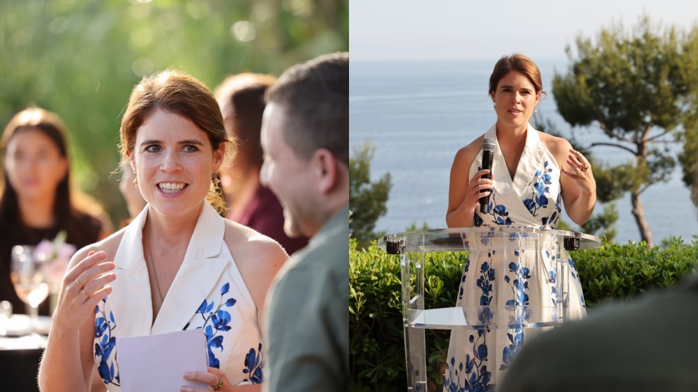 Princess Eugenie attends the launch of "Thirty Six For Coral," an art exhibition supporting coral preservation on June 12, 2025 in Nice, France.