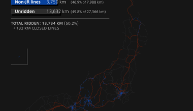 [OC] As of this weekend, I've now ridden over half of Japan's train network, having traveled 13,734 unique km on railways across the country!