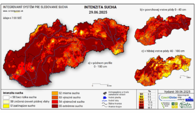 Viac ako 80% Slovenska sa nachadza v extremnom/vynimocnom suchu.