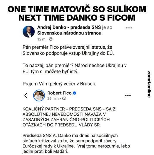 One time Matovič so Sulíkom, next time Danko s Ficom