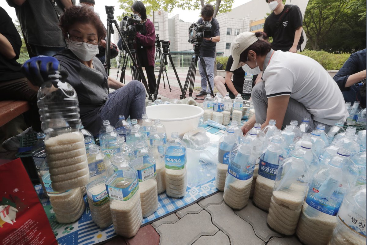 Rice bottles to North Korea