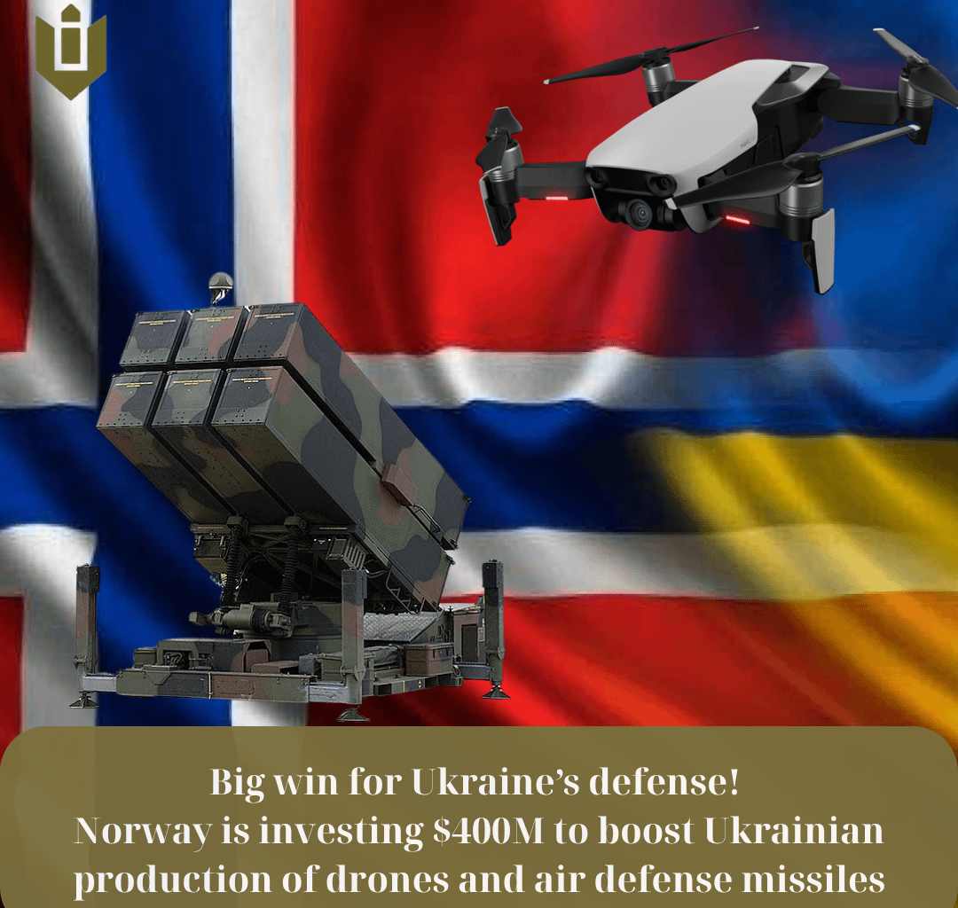 Norway is investing $400M to boost Ukrainian production of drones and air defense missiles, President Zelensky announced last night. The Kongsberg firm has partnered with a major Ukrainian company to build NASAMS missiles.