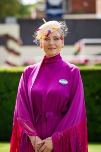 ASCOT, ENGLAND - JUNE 17: Alexandra Bertram (wearing an Awon Golding hat, Taller Marmo dress, Aspinal of London bag, Garrard earrings and a Longines watch) attends the 1st day of Royal Ascot on June 17, 2025 in Ascot, England. (Photo by Kirstin Sinclair/Getty Images for Royal Ascot 2025)