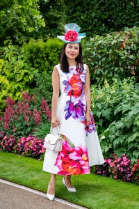 ASCOT, ENGLAND - JUNE 17: Liubor Clark (wearing a Karen Millen dress and Marta Holod hat) attends the 1st day of Royal Ascot on June 17, 2025 in Ascot, England.  (Photo by Kirstin Sinclair/Getty Images for Royal Ascot 2025)