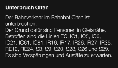 Whole Olten HB is not Running (A Person being there where he is not supposed to be)