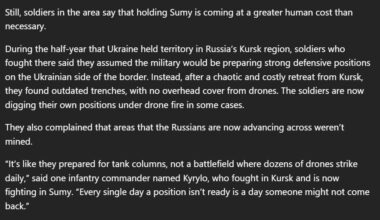 When Ukraine held territory in Kursk, soldiers who fought there said they assumed the military was preparing strong defensive positions on Ukrainian side of the border. Instead, after a chaotic retreat from Kursk, they found outdated trenches with no overhead cover from drones, & no mine fields laid