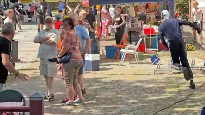 Angriff auf Vielfaltsfest in Bad Freienwalde am 15.06.2025. (Quelle: rbb)