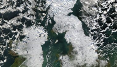 Snow lingered in Great Britain and Ireland on December 8, 2010. The Moderate Resolution Imaging Spectroradiometer (MODIS) on NASA’s Aqua sat
