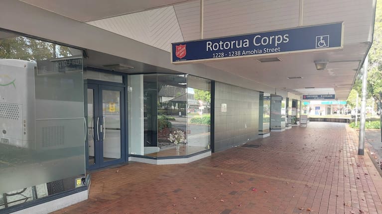 The area outside the Salvation Army on Amohia St after authorities cleared it.