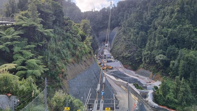 The view from a service road down to the tunnel head.
