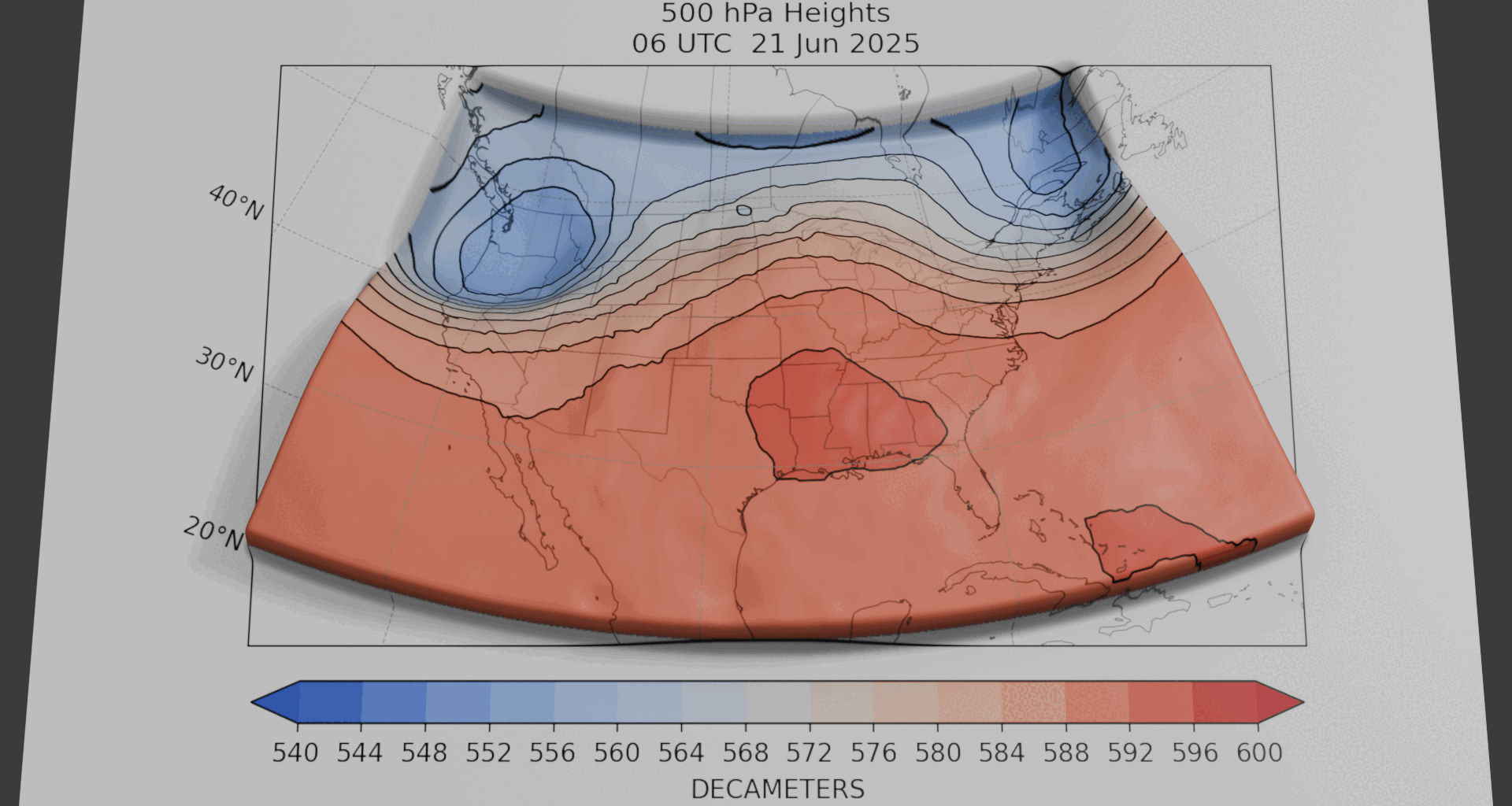 Development of the heat dome over the eastern US [OC]