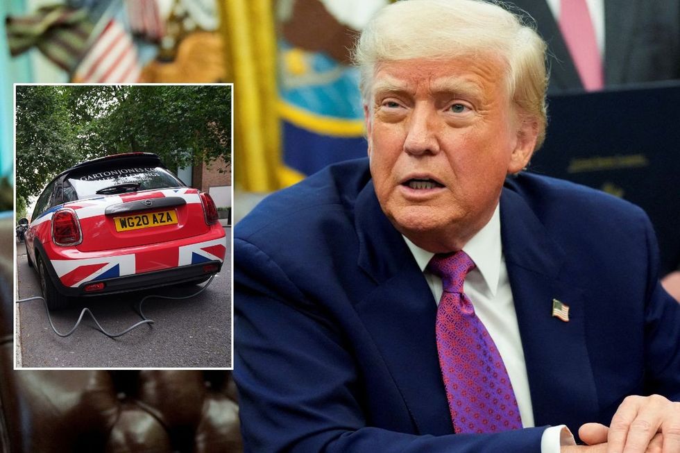 Union Jack car and President Donald Trump