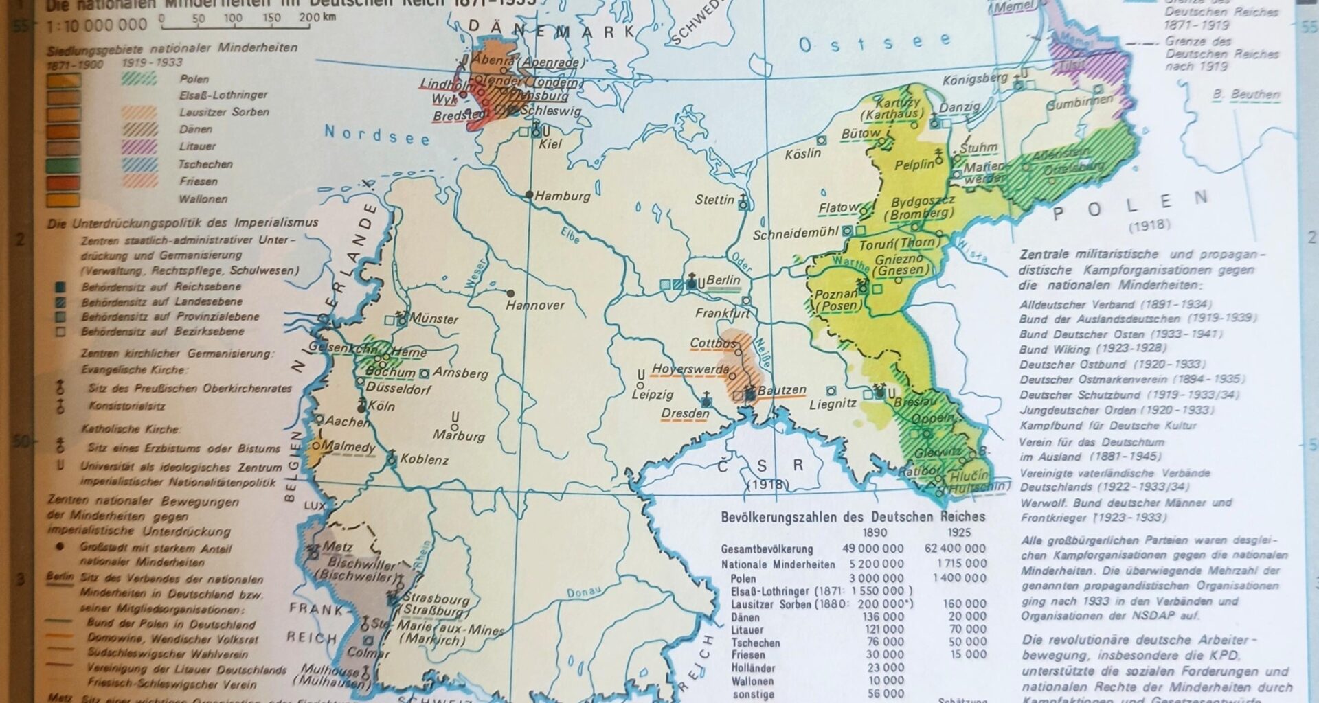 Interesting ethnic map of the German Empire from an East German atlas; territories to be ceded to Poland after the war are shown as having an overwhelming Polish majority
