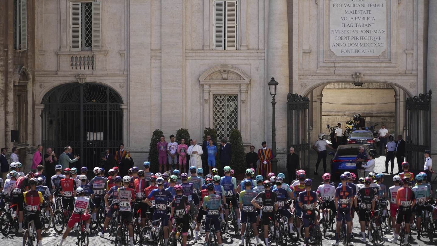 Pope Leo XIV blesses cyclists competing in Giro d'Italia