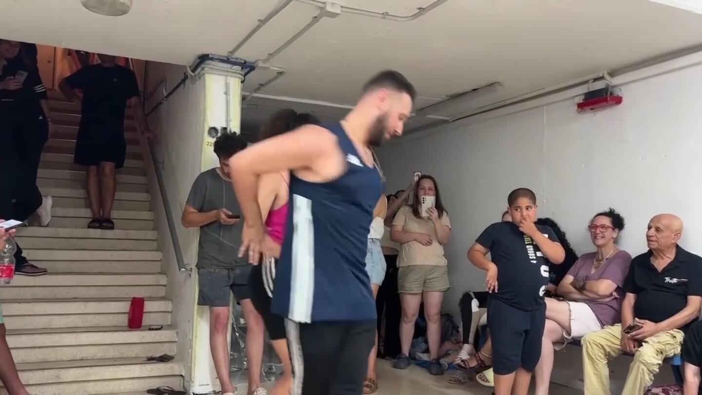 Salsa teachers dance in shelter in Tel Aviv to relieve tension during Iranian barrage