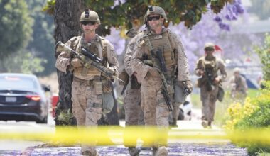 Photos of Marines in Los Angeles as communities across the country prepare for demonstrations