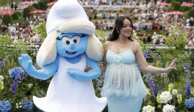 Rihanna charmed the crowds at Smurfs movie premiere in Belgium