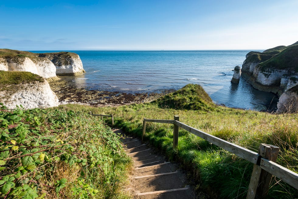 steps leading to the beach at flamborough head