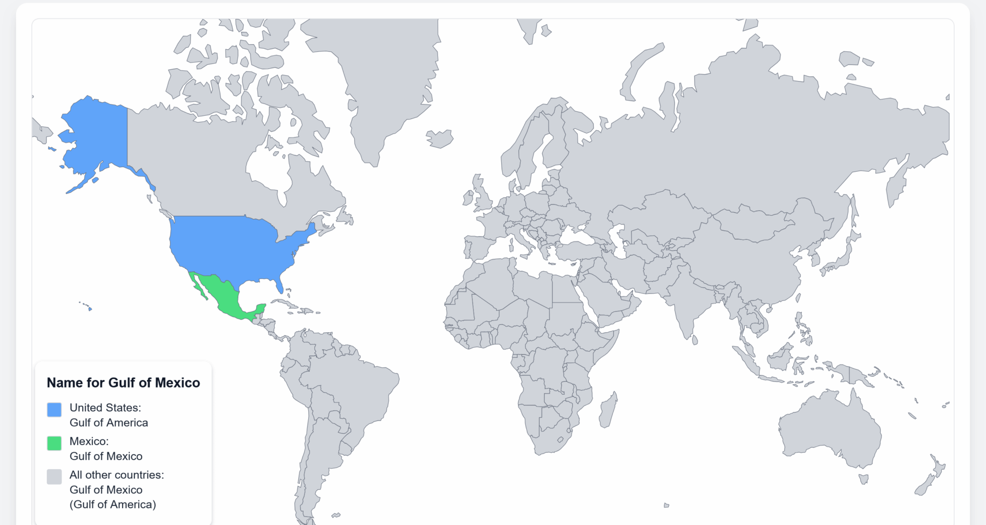 How Google Maps Names of the Gulf of Mexico by Country [OC]