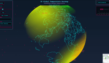 [OC] 3D & 2D Global Temperature Heatmap